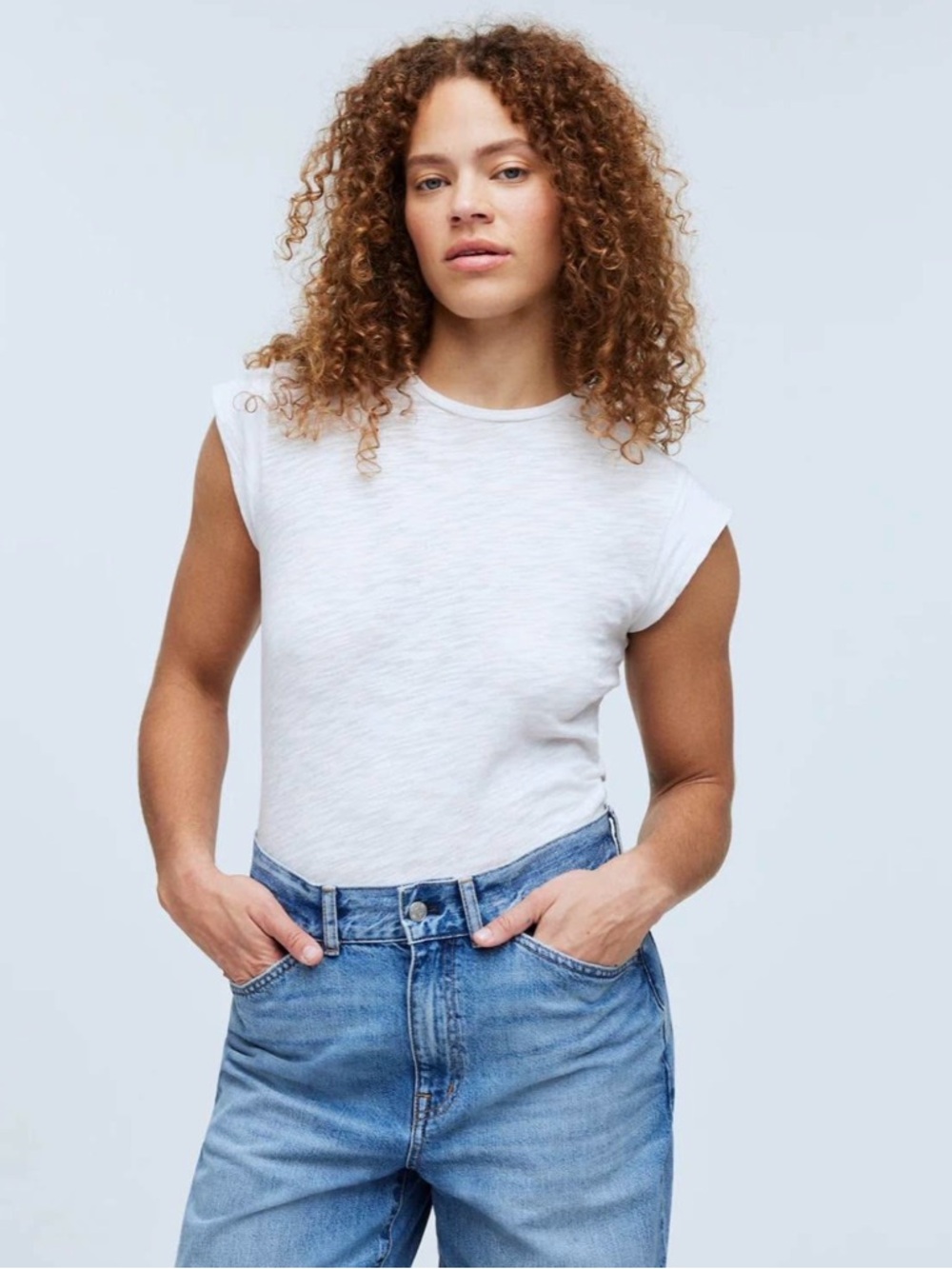 Madewell White Muscle Tee with Cap Sleeves